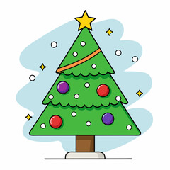 Abstract Christmas tree vector art illustration on a white background