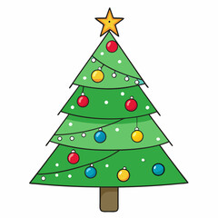 Abstract Christmas tree vector art illustration on a white background