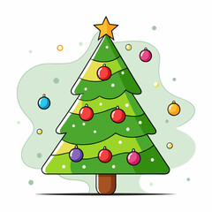 Abstract Christmas tree vector art illustration on a white background