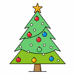 Abstract Christmas tree vector art illustration on a white background