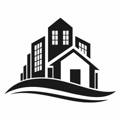 Building real estate logo design vector art illustration