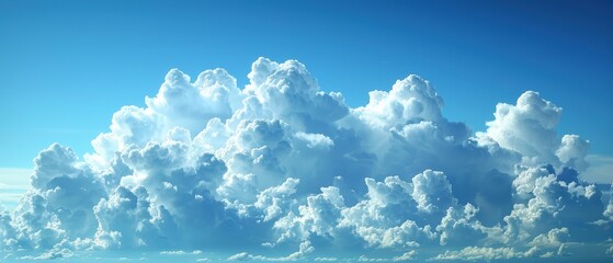 Serene Beauty of Puffy Clouds Floating in Deep Azure Sky