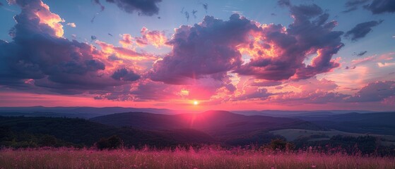 Obraz premium Serene Morning Glow: Soft Pink Clouds at Gentle Sunrise