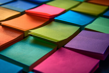 Shaded sticky notes in various colors with shadows