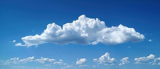 Serene Summer Sky with Puffy White Clouds Drifting Above