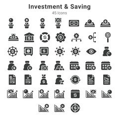 45 icons collection about investment and saving