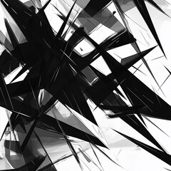 Fototapeta premium A high-contrast black and white background with abstract shapes and sharp lines