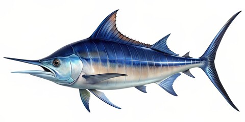 Obraz premium rendering of a blue marlin fish, isolated on a background, marine life