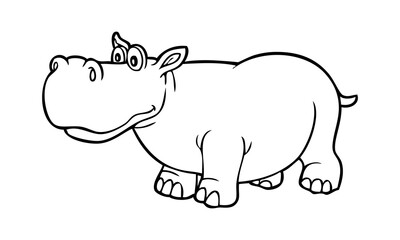 hippopotamus cartoon sketch vector illustration
