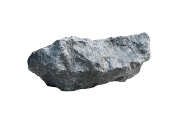 Close-up image of a rough, textured gray stone isolated on a transparent background. showcasing natural geological formation with detail.
