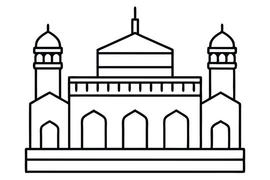 black and white mosque building outline clip art preview