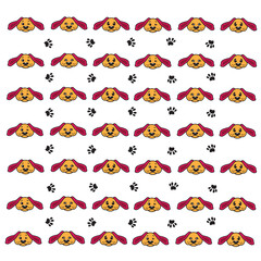 cute dog and paw pattern