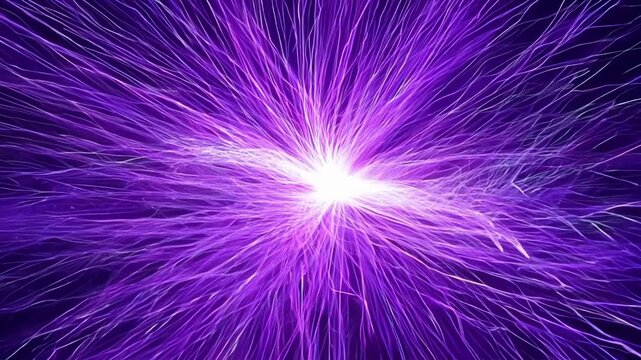 A dazzling purple explosion lights up the night sky during a festive celebration, captivating all with its beauty.