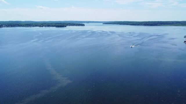 Pewaukee Lake Is A Popular Summertime Destination For Milwaukee Residents. Water Skiing, Wake Boarding, Fishing, Boating.