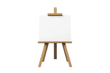 Empty wooden easel with a blank canvas, ready for artwork or design, isolated on a transparent background.
