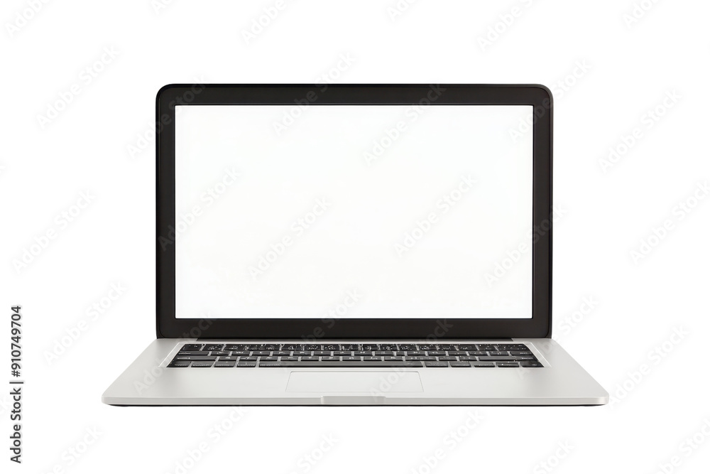 Fototapete Modern laptop with blank screen on transparent background. perfect for design templates and showcasing digital content. High resolution isolated image.
