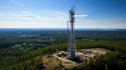 Tall Communication Tower on Hilltop