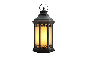 Vintage lantern glowing with warm light, isolated on transparent background. Perfect for decor and seasonal imagery.