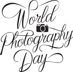 World Photography Day typography, silhouette vector art illustration.