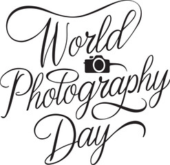 World Photography Day typography, silhouette vector art illustration.