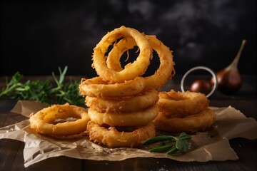 Beautiful Picture of Tasty Onion Rings, Onion Rings, Tasty, Food, Beautiful, Delicious, Appetizer, Snack, Crispy, Golden, Fried