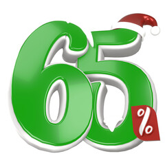 3d green 65 percent discount christmas with santa claus hat and snow flakes