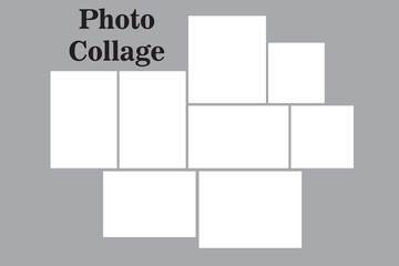 8 photos collage frame vector, photo frame collage
