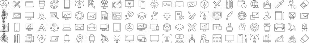 Wall mural signs of programming, coding, web design, engineering for shops and stores. suitable for books, stor