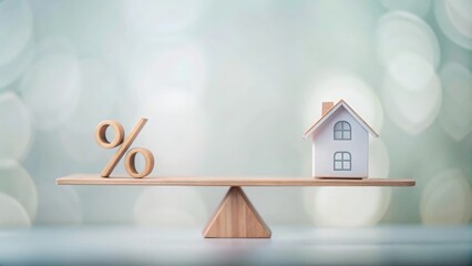 House and Percent Sign in Perfect Balance
