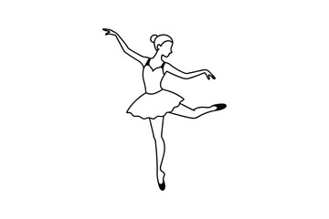 Abstract ballet dancer in continuous line art drawing style. Ballerina black linear design isolated on white background. Vector illustration