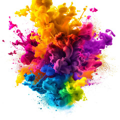 Colorful explosion of paint isolated on transparent background, colorful explosion png