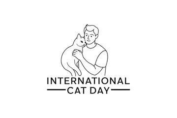 World Cat Day. Vector illustration for the international day of cats. Congratulatory card for cat lovers. Logo, label, emblem, icon for the festival of cats