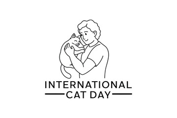 World Cat Day. Vector illustration for the international day of cats. Congratulatory card for cat lovers. Logo, label, emblem, icon for the festival of cats
