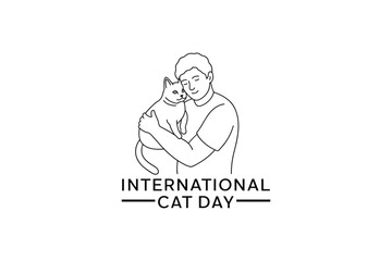 World Cat Day. Vector illustration for the international day of cats. Congratulatory card for cat lovers. Logo, label, emblem, icon for the festival of cats