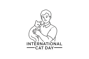 World Cat Day. Vector illustration for the international day of cats. Congratulatory card for cat lovers. Logo, label, emblem, icon for the festival of cats