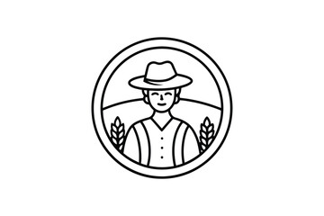 Farmer, Farm and Agriculture Line Icon silhouette 