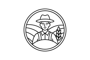 Farmer, Farm and Agriculture Line Icon silhouette 