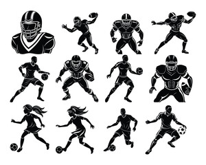 Football Players Silhouette set
