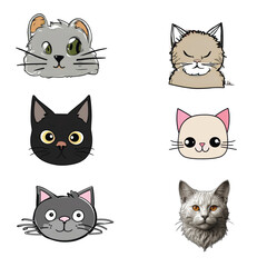 Obraz premium Cute animal heads in fun comic doodle style. Humor avatars set. Flat vector illustration isolated on a white background eps.