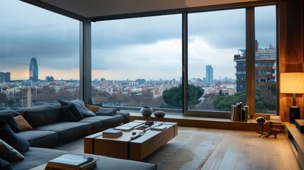 Fototapeta premium The office wall hosts a minimalist painting, a beacon of understated beauty, inviting observers to appreciate the power of simplicity