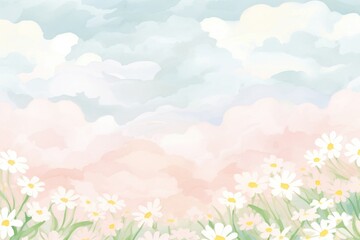Fototapeta premium Painting of daisy border backgrounds outdoors pattern.