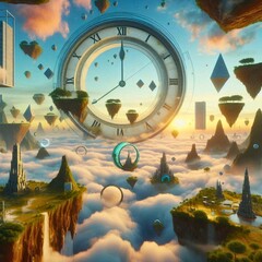 landscape with clock