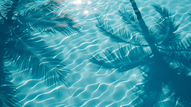 swimming pool background with palm trees shadows