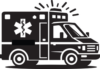 Ambulance silhouette flat vector illustration isolated on a white background