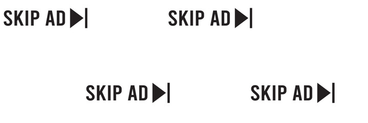 Skip ads button icon vector in clipart style. Advertising elements