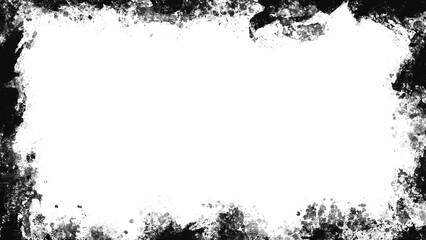 8k Grunge Border Frame transparent png. horizontal