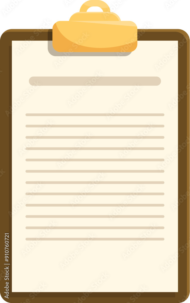 Poster clipboard with a blank paper is showing empty lines ready for notes