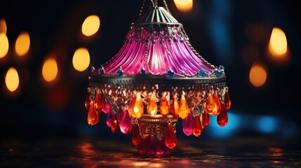 Acrylic paint of ramadan chandelier lamp wall 