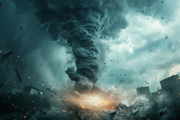 A tornado hits the city.