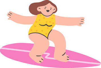 Hand Draw Vector of Surfing Illustration